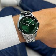 Foto de Reloj Cluse Aravis de 3 manecillas en acero, color verde y plateado.