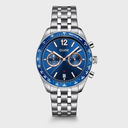 Foto de Reloj Cluse Aravis Dual Timer Acero, Azul, Color Plata