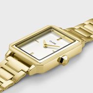 Foto de Reloj Cluse Fluette en caja de regalo, acero, color dorado y correa de piel de lagarto negra.