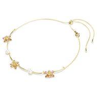 Foto de Collar Idyllia Perla de cristal, Tallas mixtas, Flor, Multicolor, Baño tono oro