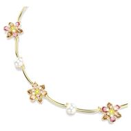 Foto de Collar Idyllia Perla de cristal, Tallas mixtas, Flor, Multicolor, Baño tono oro