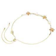 Foto de Collar Idyllia Perla de cristal, Tallas mixtas, Flor, Multicolor, Baño tono oro