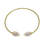 Foto de Pulsera caña plata baño oro con dos perlas
