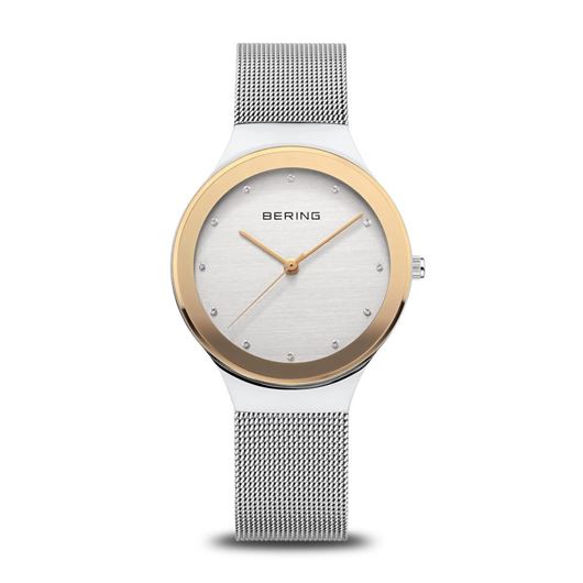 Foto de Reloj Bering Classic plateado con bisel oro rosa 34mm