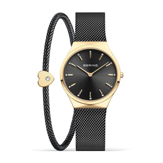 Foto de Set Reloj Bering Classic 31mm esfera negra tornasolada y pulsera corazón