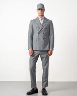 Foto de Americana cruzada slim fit desestructurada en franela elástica gris medio a rayas diplomáticas