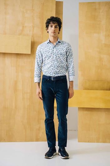 Foto de Pantalón largo de pana azul marino para hombre