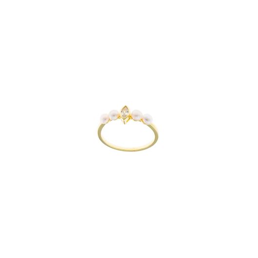 Foto de Sortija plata chapado dorado circonita blanca marquesa