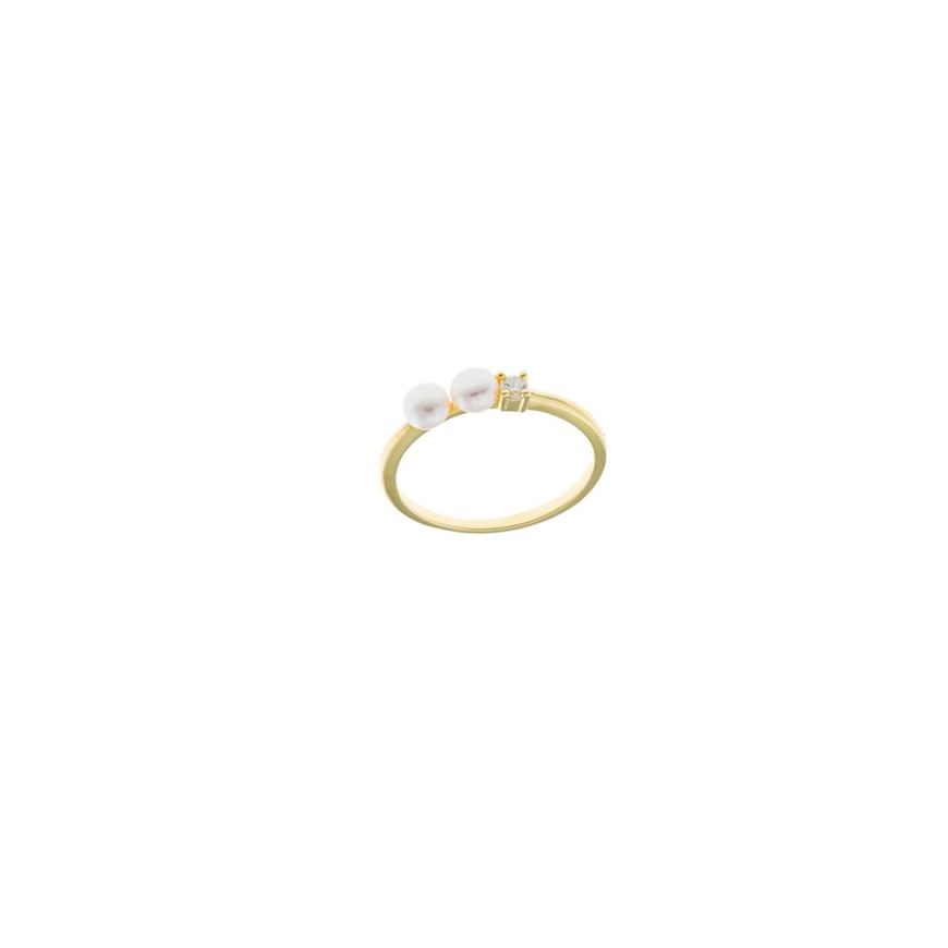 Foto de Sortija plata chapado dorado circonita blanca brillante
