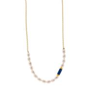 Foto de Collar plata chapado dorado lapislazuli tubo perlas