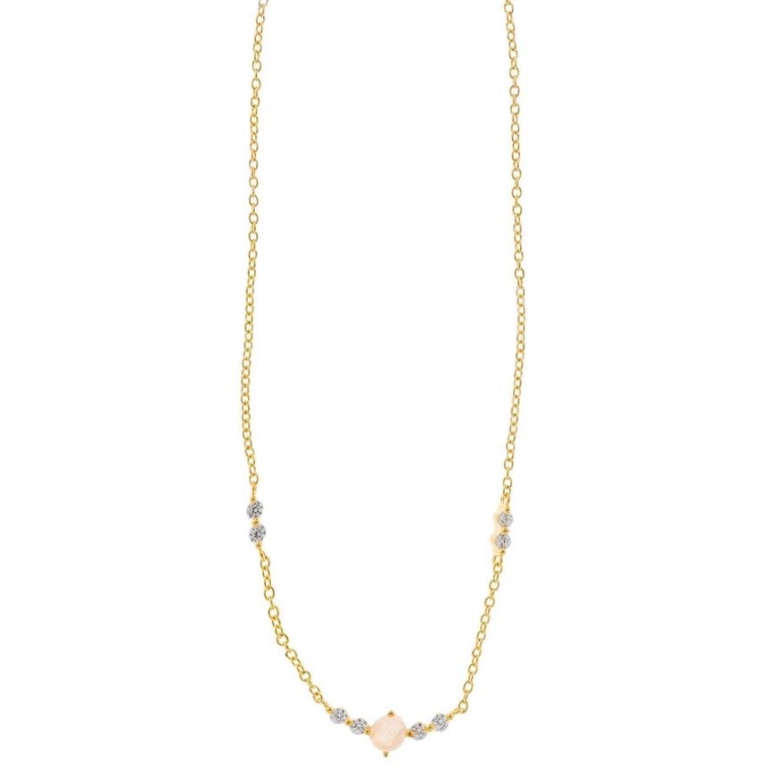 Foto de Collar plata chapado dorado redonda piedra luna
