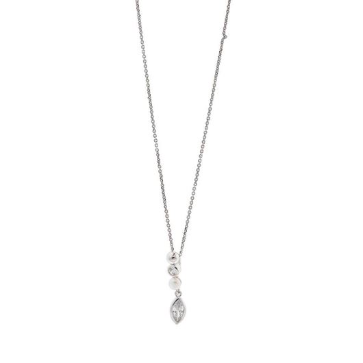 Foto de Collar plata rodio bolita lisa circonita blanca