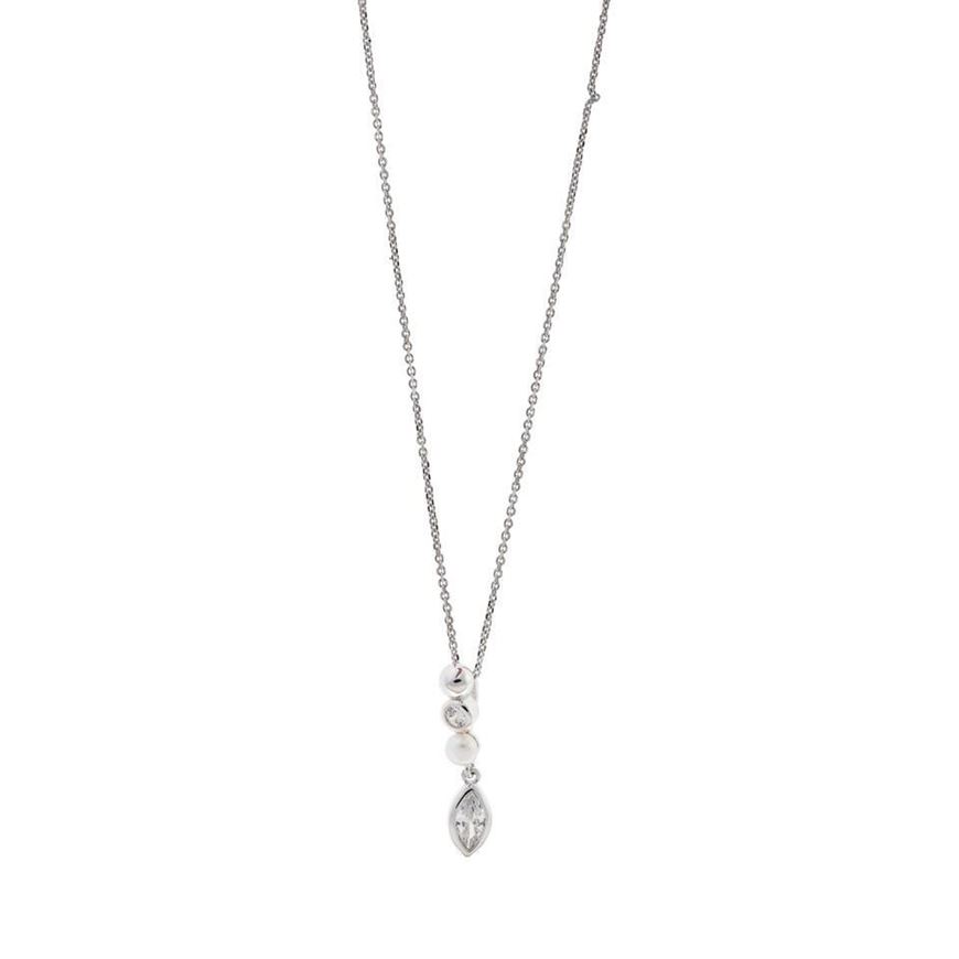 Foto de Collar plata rodio bolita lisa circonita blanca