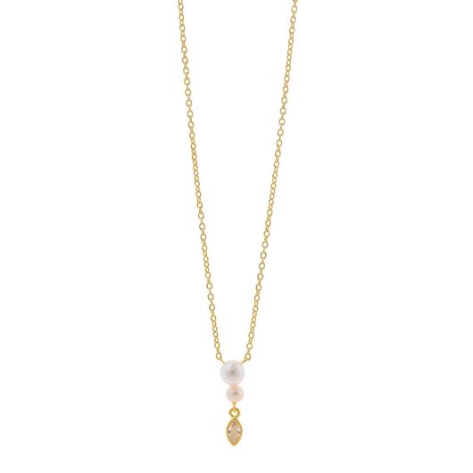 Foto de Collar plata chapado dorado circonita blanca marquesa