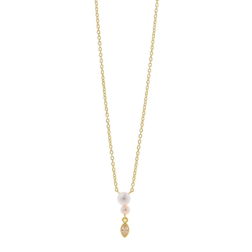 Foto de Collar plata chapado dorado circonita blanca marquesa