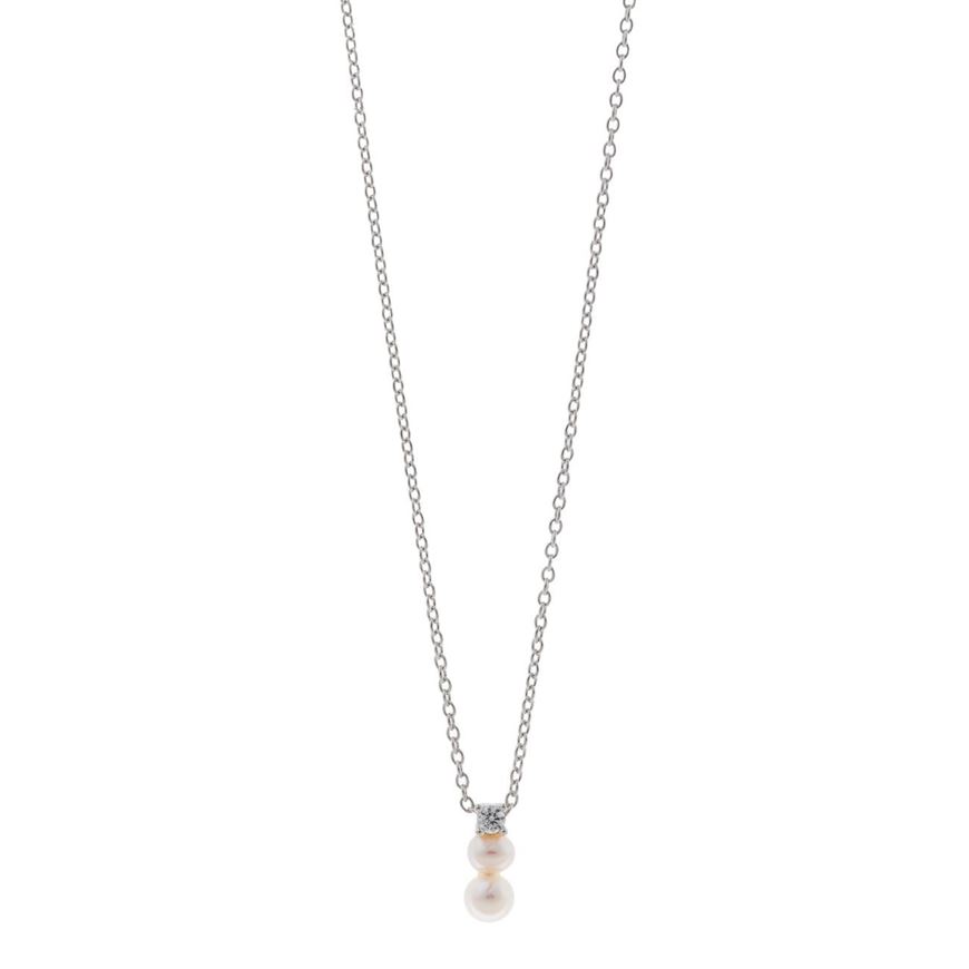 Foto de Collar plata rodio circonita blanca brillante dos