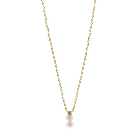 Foto de Collar plata chapado dorado circonita blanca brillante