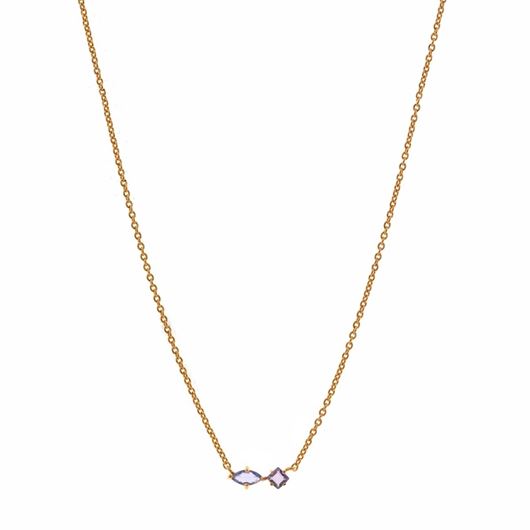 Foto de Collar plata chapado dorado tanzanita marquesa amatista