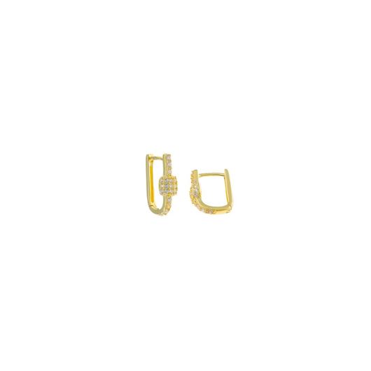 Foto de Pendientes plata chapado dorado barra cuadrado circonitas