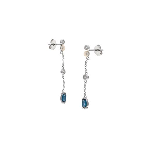 Foto de Pendientes plata rodio circonitas blancas brillantes perla