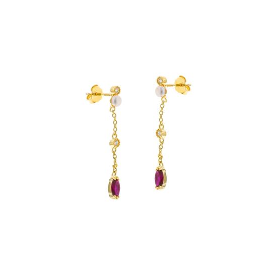 Foto de Pendientes plata chapado dorado circonitas blancas brillantes