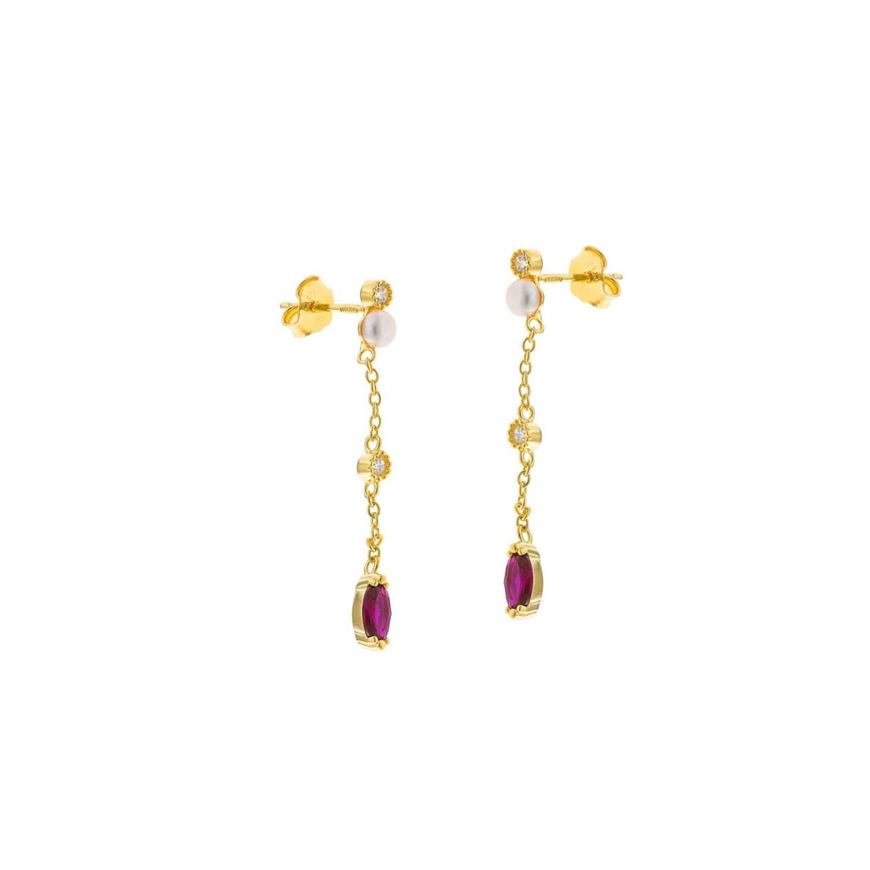 Foto de Pendientes plata chapado dorado circonitas blancas brillantes