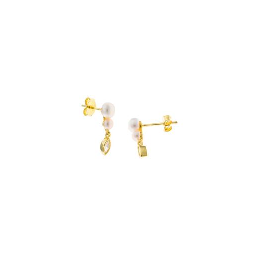 Foto de Pendientes plata chapado dorado circonita blanca marquesa