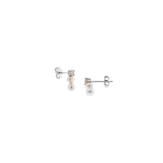 Foto de Pendientes plata rodio circonita blanca brillante dos