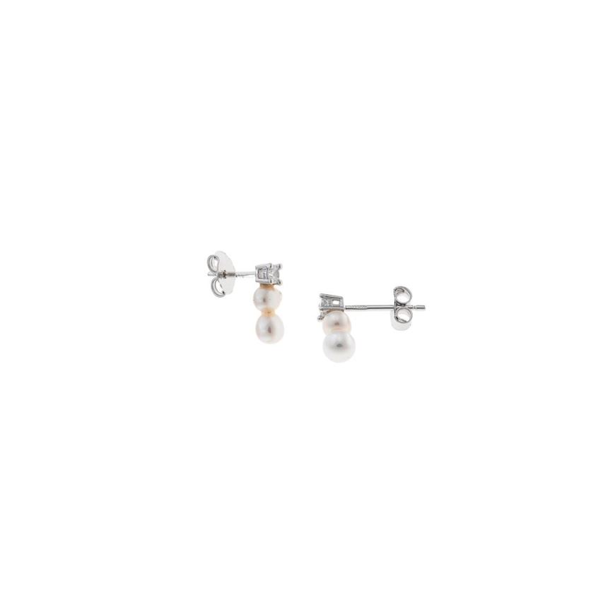 Foto de Pendientes plata rodio circonita blanca brillante dos