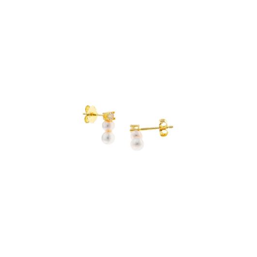 Foto de Pendientes plata chapado dorado circonita blanca brillante