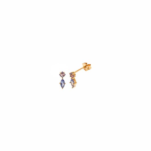 Foto de Pendientes plata chapado dorado tanzanita marquesa amatista