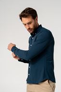 Foto de Camisa de manga larga en tejido Fly piqué azul índigo