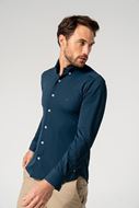 Foto de Camisa de manga larga en tejido Fly piqué azul índigo
