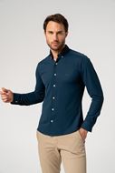 Foto de Camisa de manga larga en tejido Fly piqué azul índigo