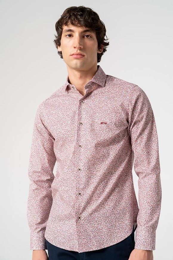 Foto de Camisa manga larga estampado mini hojas color cereza