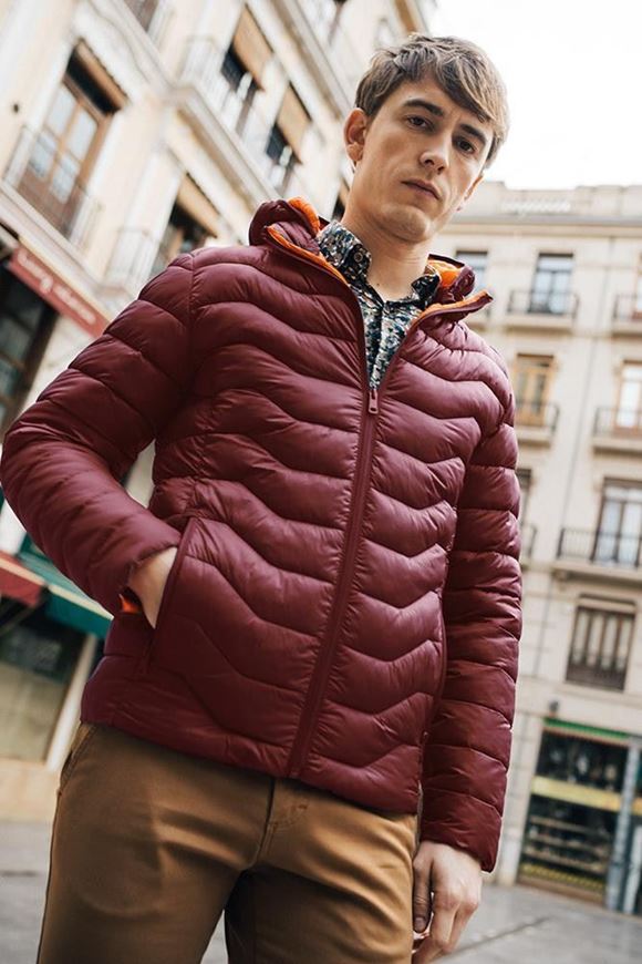 Foto de Cazadora acolchada color burdeos con capucha Darío Beltrán