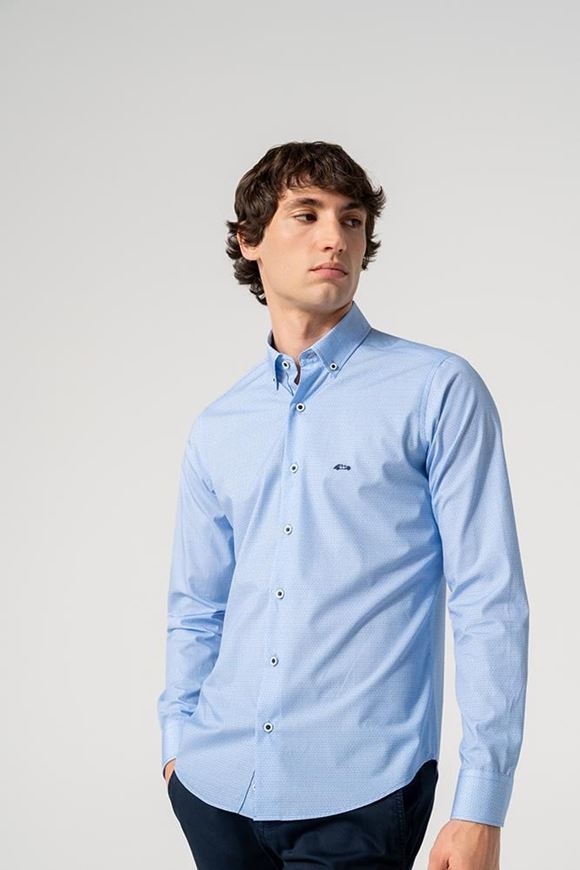 Foto de Camisa manga larga microestampado azul Darío Beltrán