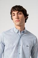 Foto de Camisa manga larga microestampado hojitas azul y ocre