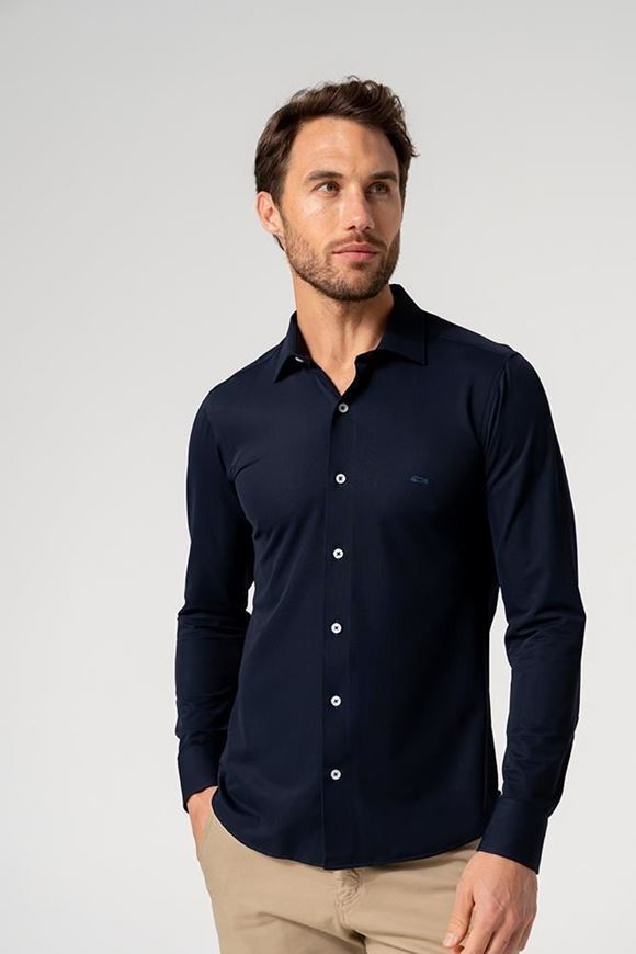 Foto de Camisa vestir azul marino Fly tejido piqué regular fit Darío Beltrán