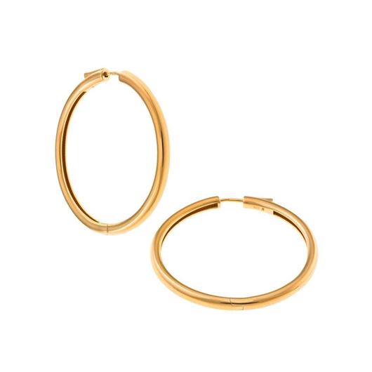 Foto de Pendientes plata chapado dorado aro tubo redondo