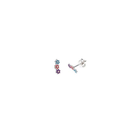 Foto de Pendientes plata rodio tresflores esmalte azul rosa