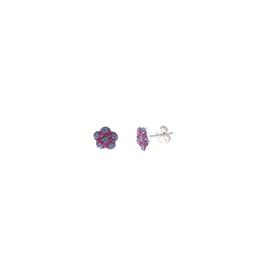 Foto de Pendientes plata rodio flor esmalte lila circonitas