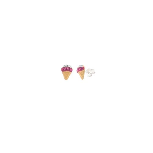 Foto de Pendientes plata rodio helado esmalte blanco rosa