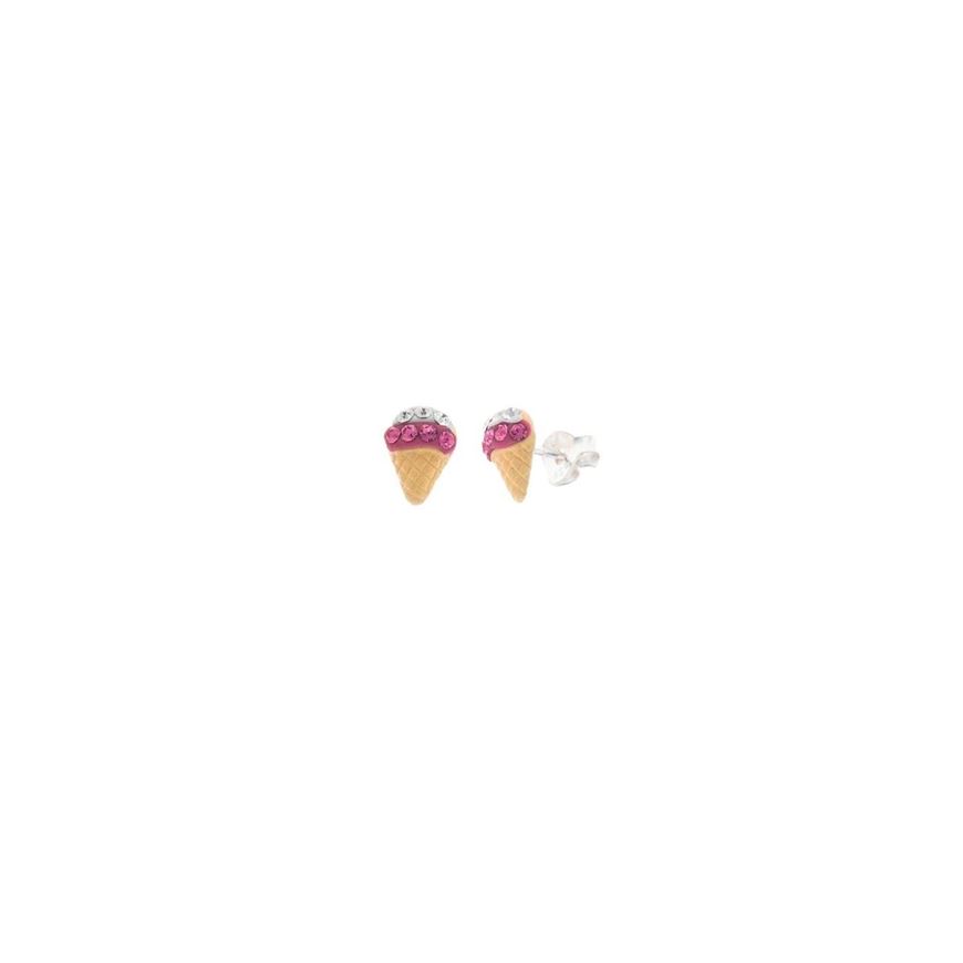 Foto de Pendientes plata rodio helado esmalte blanco rosa