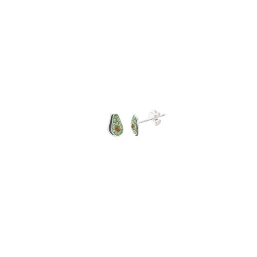 Foto de Pendientes plata rodio aguacate esmalte verde marron