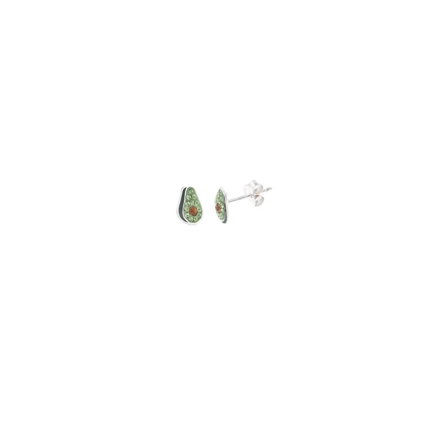 Foto de Pendientes plata rodio aguacate esmalte verde marron