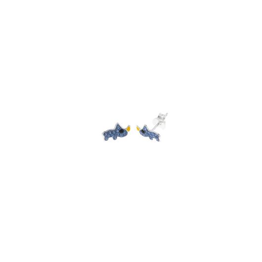 Foto de Pendientes plata rodio rinoceronte esmalte azul amarillo