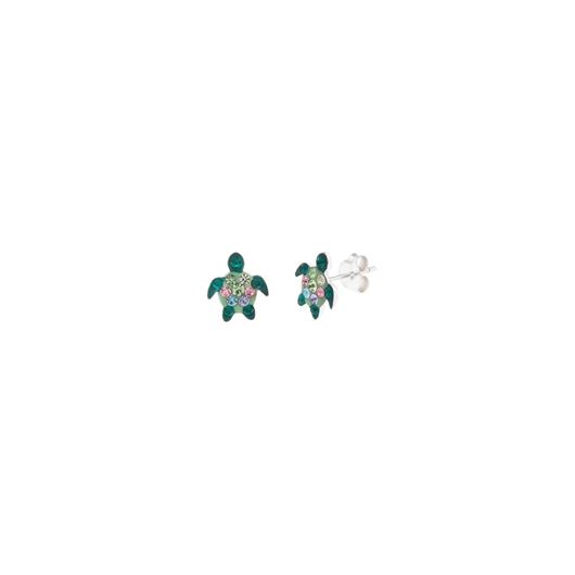 Foto de Pendientes plata rodio tortuga esmalte verde circonitas