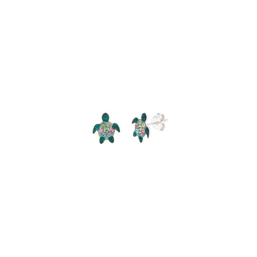 Foto de Pendientes plata rodio tortuga esmalte verde circonitas