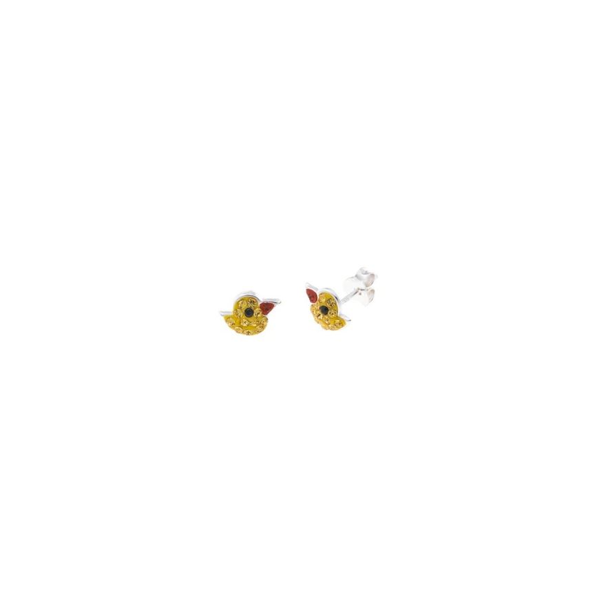 Foto de Pendientes plata rodio pollito esmalte amarillo circonitas